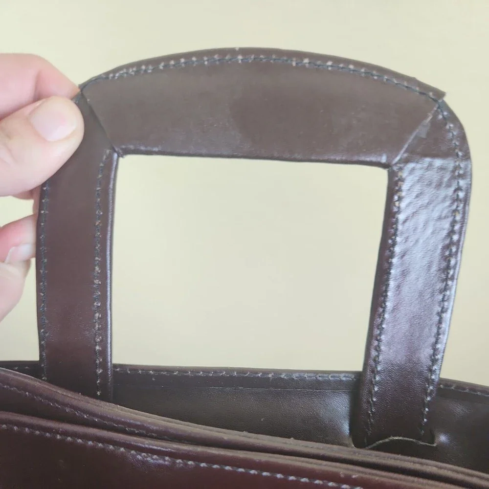 Vintage HIT Briefcase retractable with extra 4 pockets genuine leather brown‎